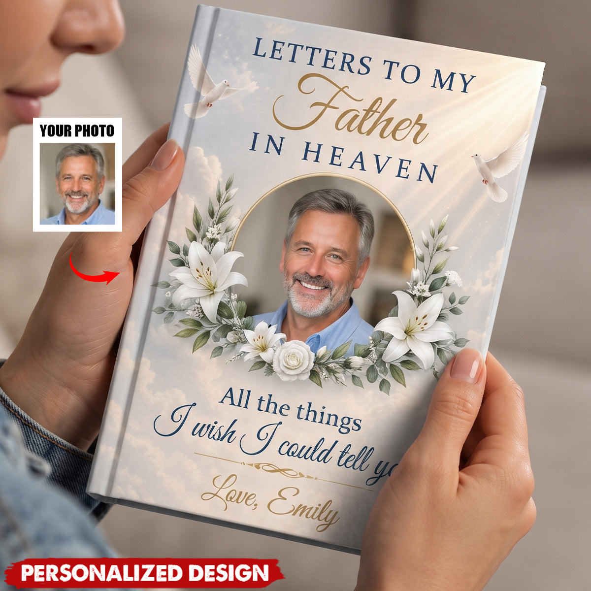 Custom Photo Hardcover Journal - Personalized Memorial Sympathy Gifts For Loss Of Mom, Dad - Missing You Every Single Day