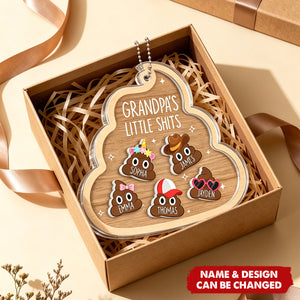 Grandpa's Little Turds - Personalized Shaker Car Ornament - Funny Father's Day Gift For Grandpa