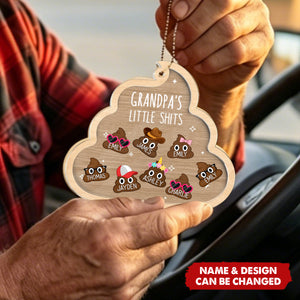 Grandpa's Little Turds - Personalized Shaker Car Ornament - Funny Father's Day Gift For Grandpa