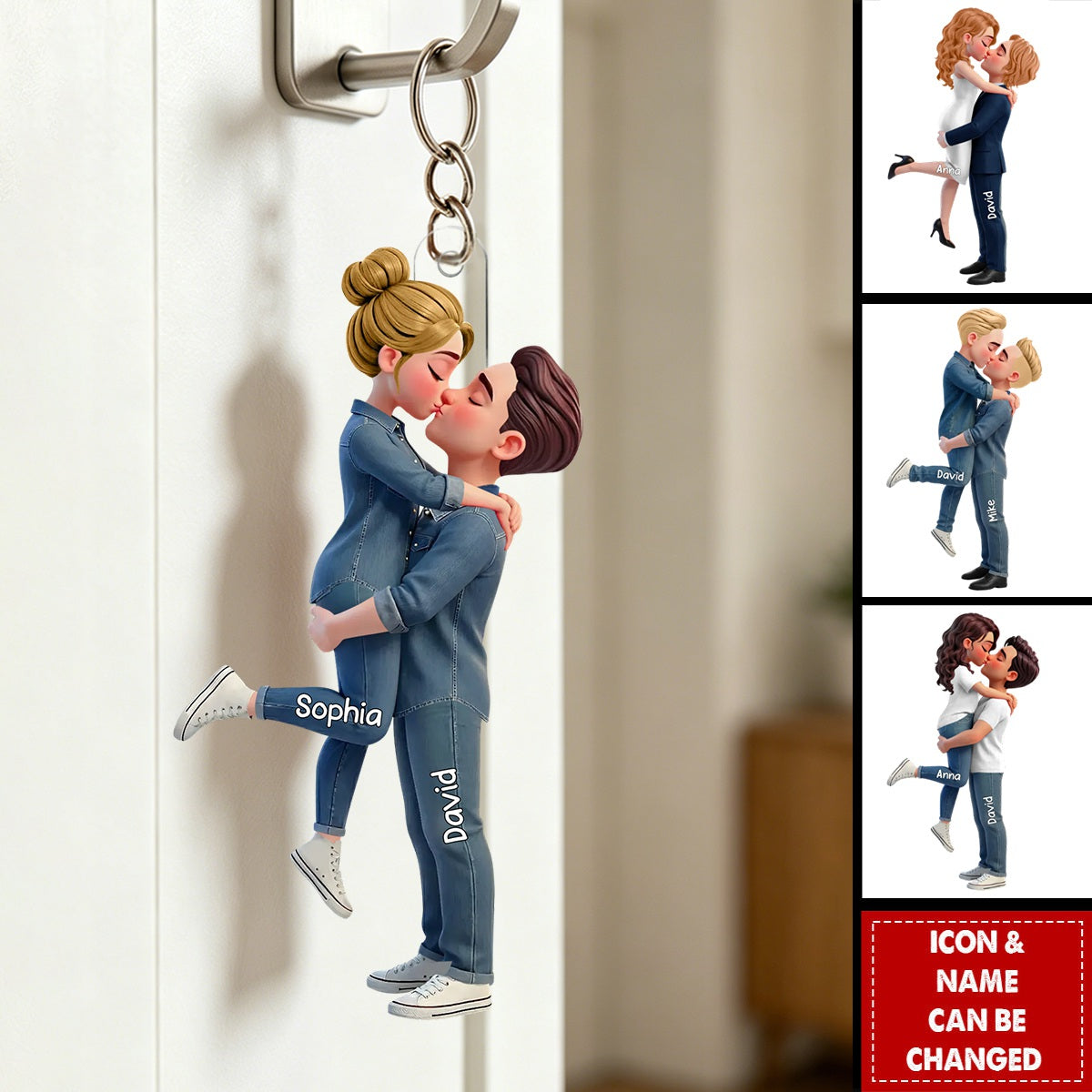 LGBT Couple - Personalized 2-Layered Acrylic Keychain - Gift For Couple, Happy Pride Month