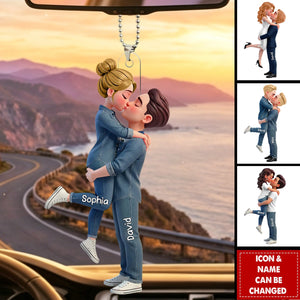 LGBT Couple - Personalized 2-Layered Car Orament- Gift For Couple, Happy Pride Month