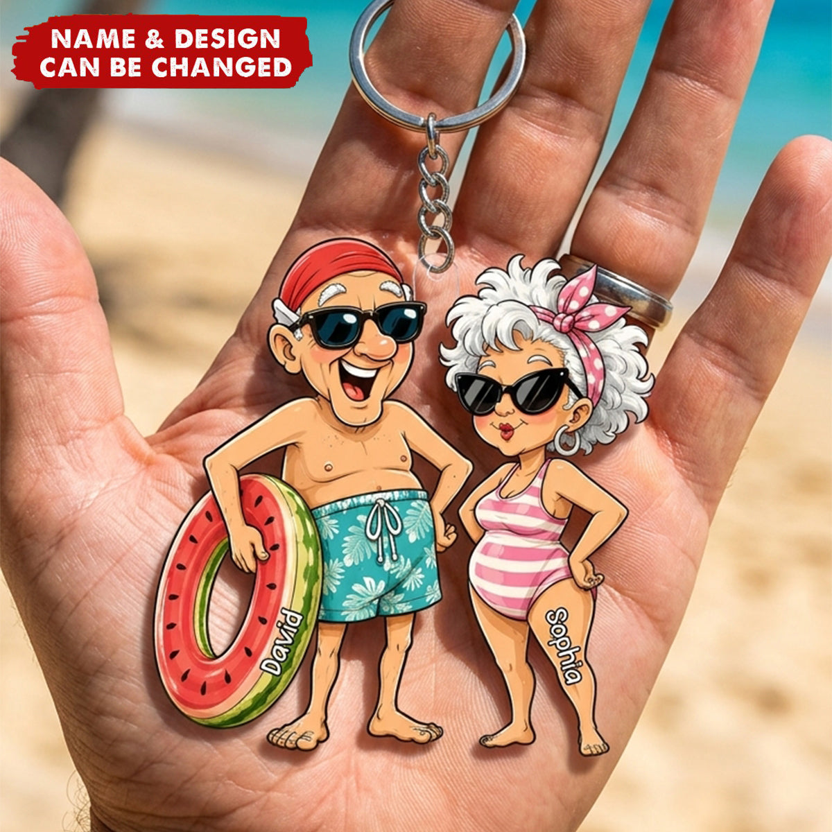 Funny Old People Swim - Personalized Acrylic Keychain