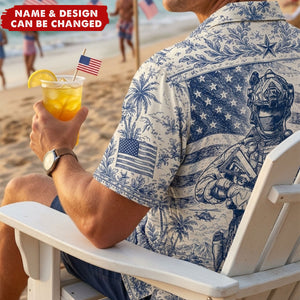 Veteran Celebrate America 250th Anniversary Toile De Jouy Hawaiian Shirt - Personalized Gifts For Veterans