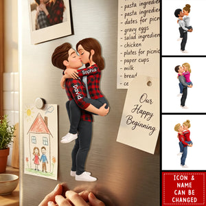 Kissing Couple -Personalized Fridge Magnet , Gift for Couple