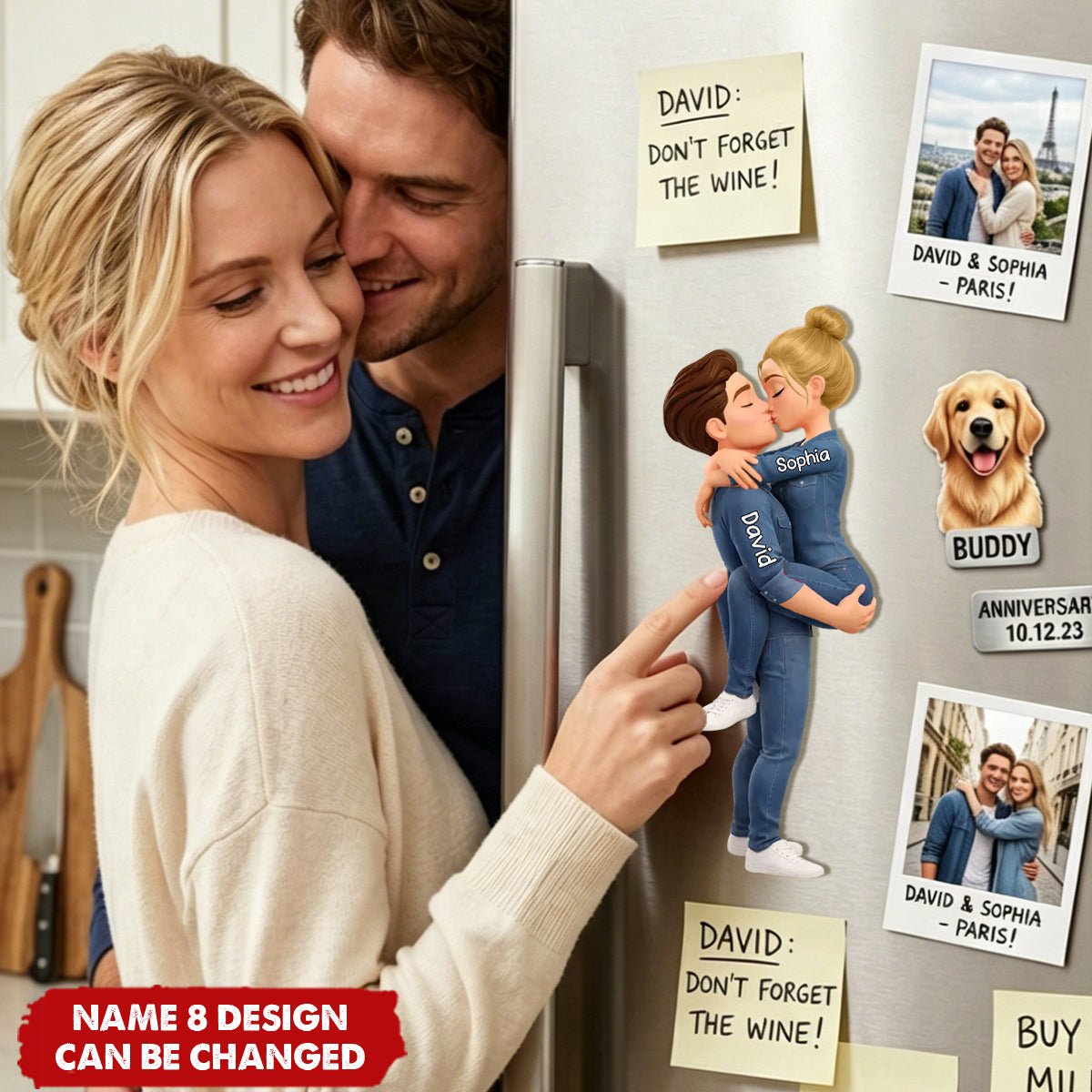 Kissing Couple -Personalized Fridge Magnet , Gift for Couple