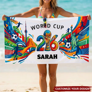 Personalized World Cup 2026 Beach Towel, Custom Soccer Pool Towels, World Cup Gifts