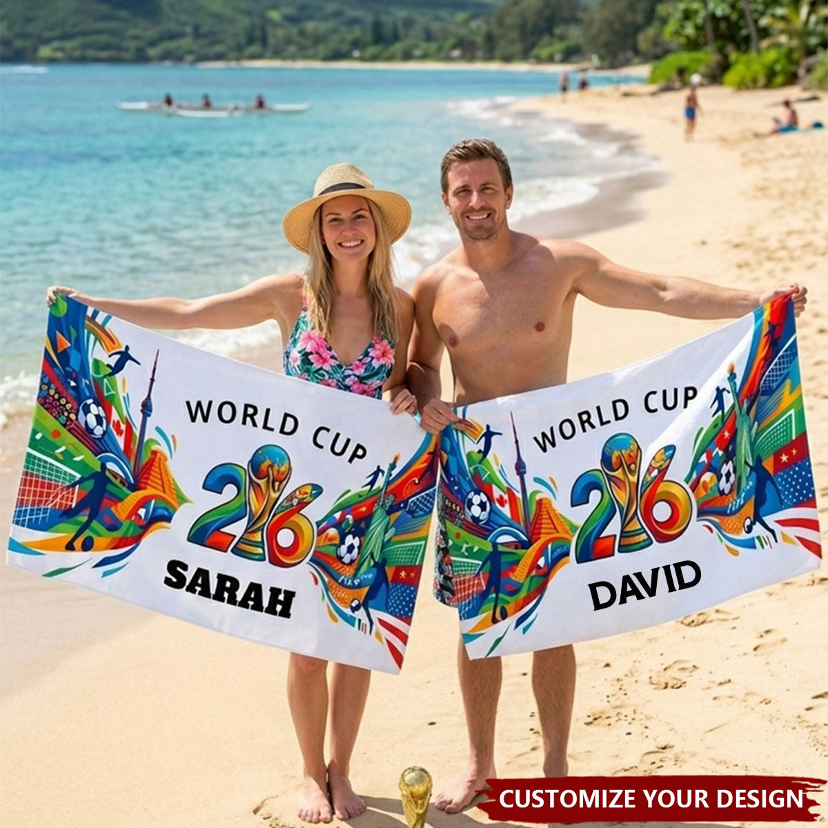 Personalized World Cup 2026 Beach Towel, Custom Soccer Pool Towels, World Cup Gifts