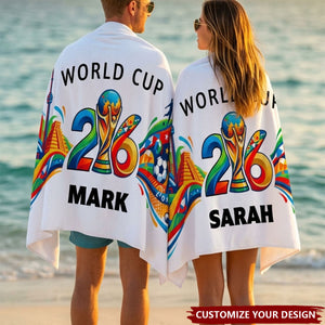 Personalized World Cup 2026 Beach Towel, Custom Soccer Pool Towels, World Cup Gifts