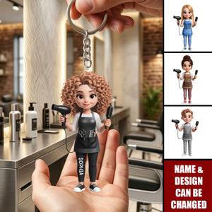 Hair Stylist Creating Beauty, Personalized Acrylic Keychain, Gift For Hairdressers