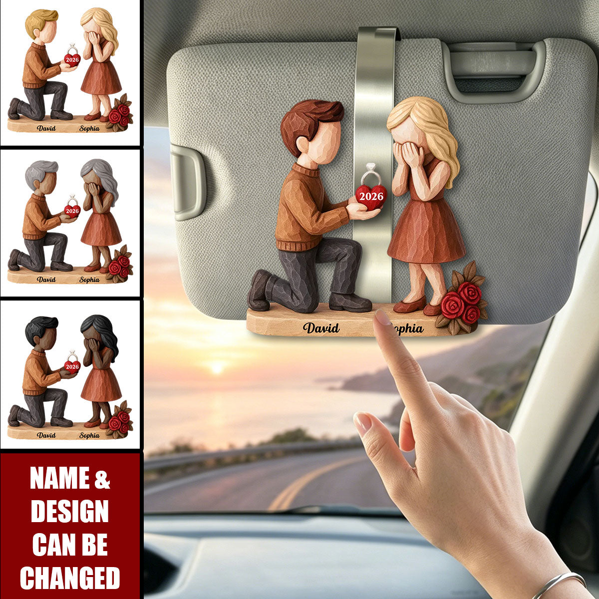 Couple Marriage Proposal - Personalized Acrylic Visor Clip