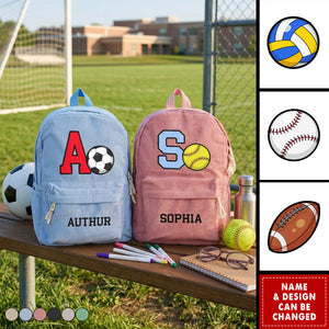 Custom Name, Sports For Back To School For Kids - Personalized Backpack