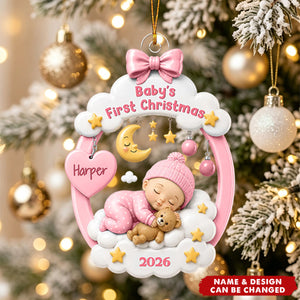 Baby’s First Christmas Sleeping Baby – Personalized Acrylic Ornament - Christmas Keepsake