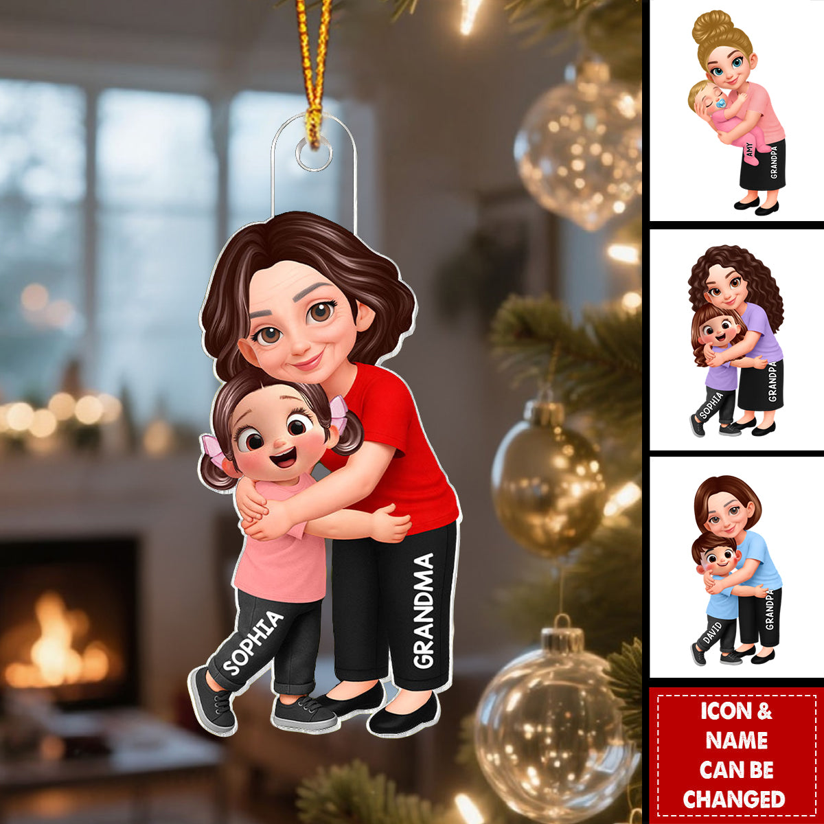 Endless Love Grandma Hugging Grandkid - Personalized Acrylic Ornament - Christmas Gift For Grandkids, Grandma