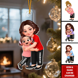 Endless Love Grandma Hugging Grandkid - Personalized Acrylic Ornament - Christmas Gift For Grandkids, Grandma