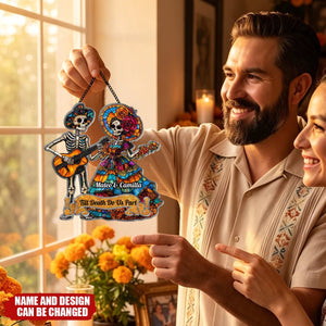 Day Of The Dead Festive La Catrina Couple - Personalized Window Hanging Suncatcher
