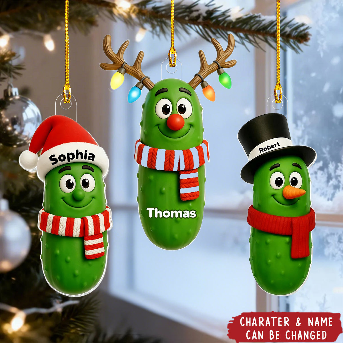 Christmas Pickle Characters - Personalized Acrylic Ornament
