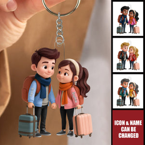Travel Ornament For Adventure Couple - Personalized Acrylic Keychain