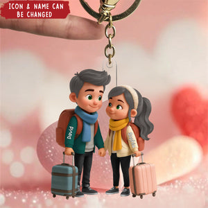 Travel Ornament For Adventure Couple - Personalized Acrylic Keychain