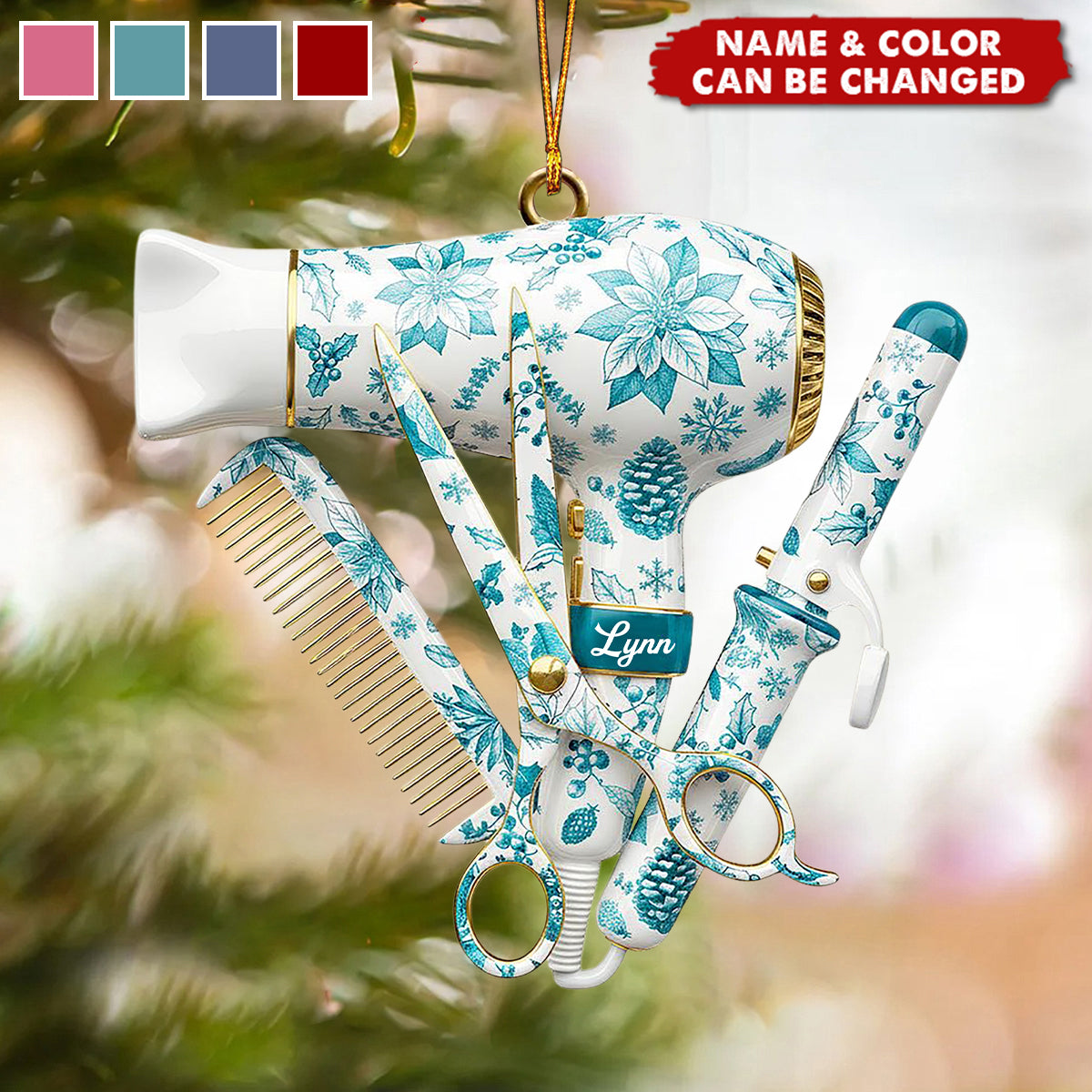 Hairstylist Toile de Jouy Ornament, Personalized Christmas Acrylic Ornament, Gift For Hairdresser, Stylist or Salon Owner