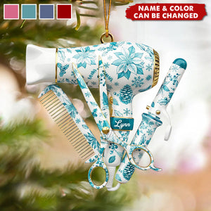 Hairstylist Toile de Jouy Ornament, Personalized Christmas Acrylic Ornament, Gift For Hairdresser, Stylist or Salon Owner