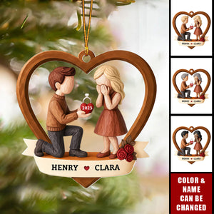 Couple Marriage Proposal - Personalized Acrylic Ornament - Newly Engaged Gift, "She Said Yes!" Christmas Ornament