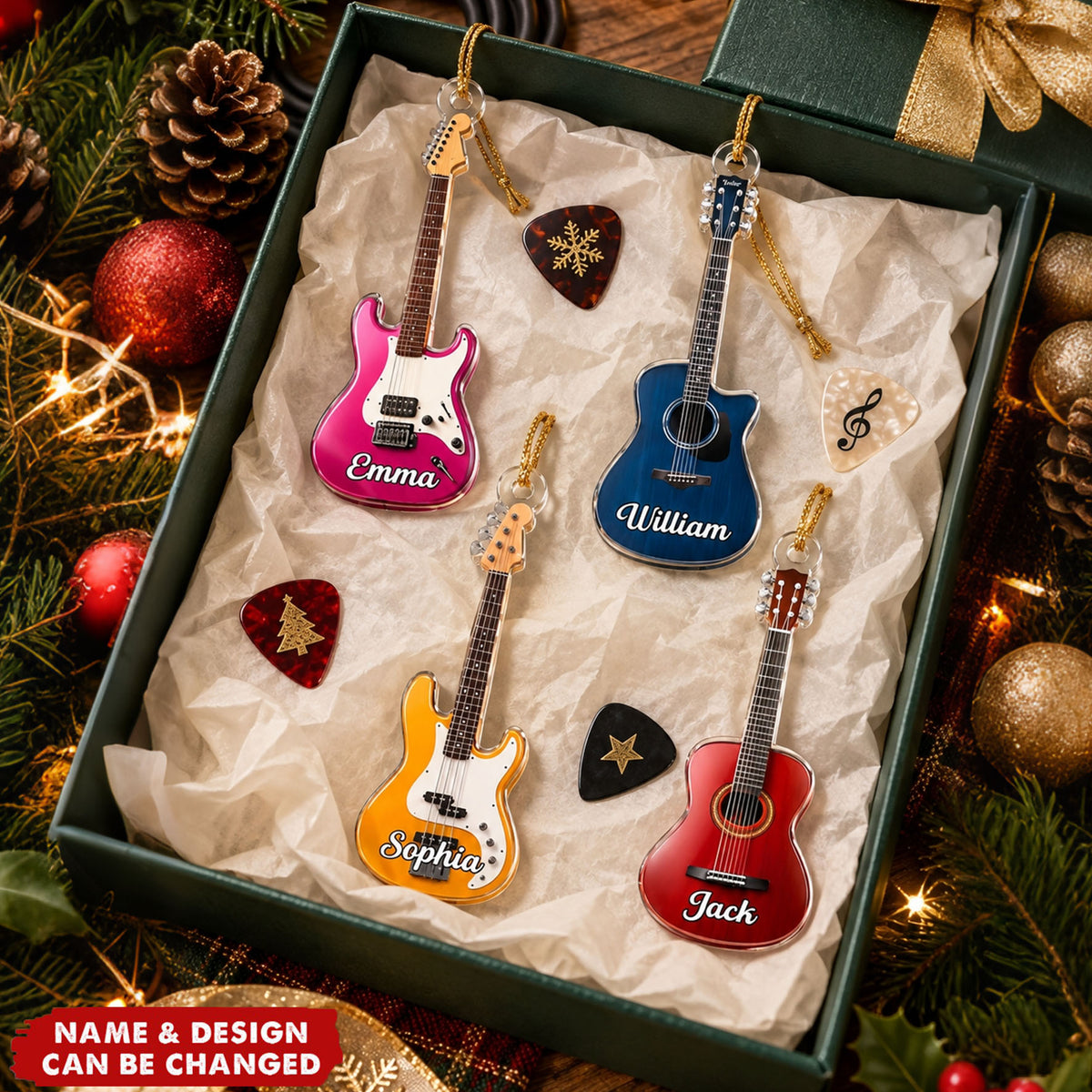 Custom Name, Guitar Type Christmas Gift For Guitarist, Guitar Lovers