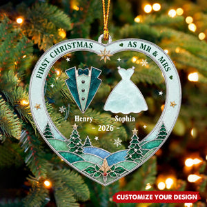 Custom First Christmas Acrylic Ornament - Personalized Anniversary Christmas Wedding Gifts