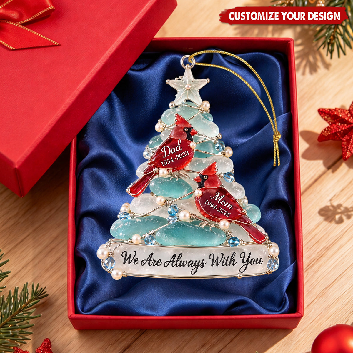 Heaven Cardinal Sea Ornament - Personalized Keepsake To Remember Departed Ones