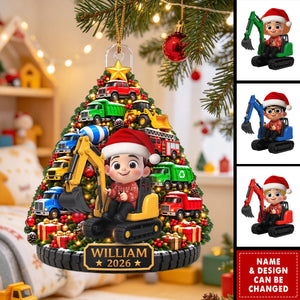 Construction Trucks Christmas Tree – Personalized Ornament – Christmas Gift For Boys