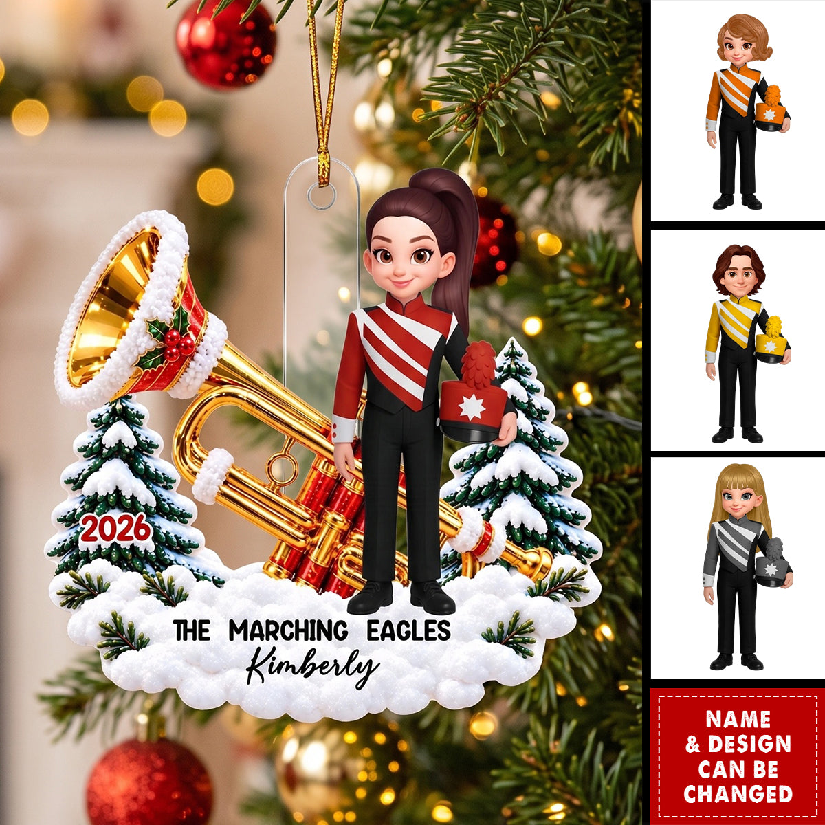 Trumpet Drum Marching Band Design For Boy Girl - Personalized Ornament