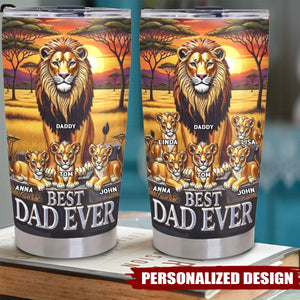 Lion Dad And Kid - Personalized Tumbler - Father's Day Gifts For Dad