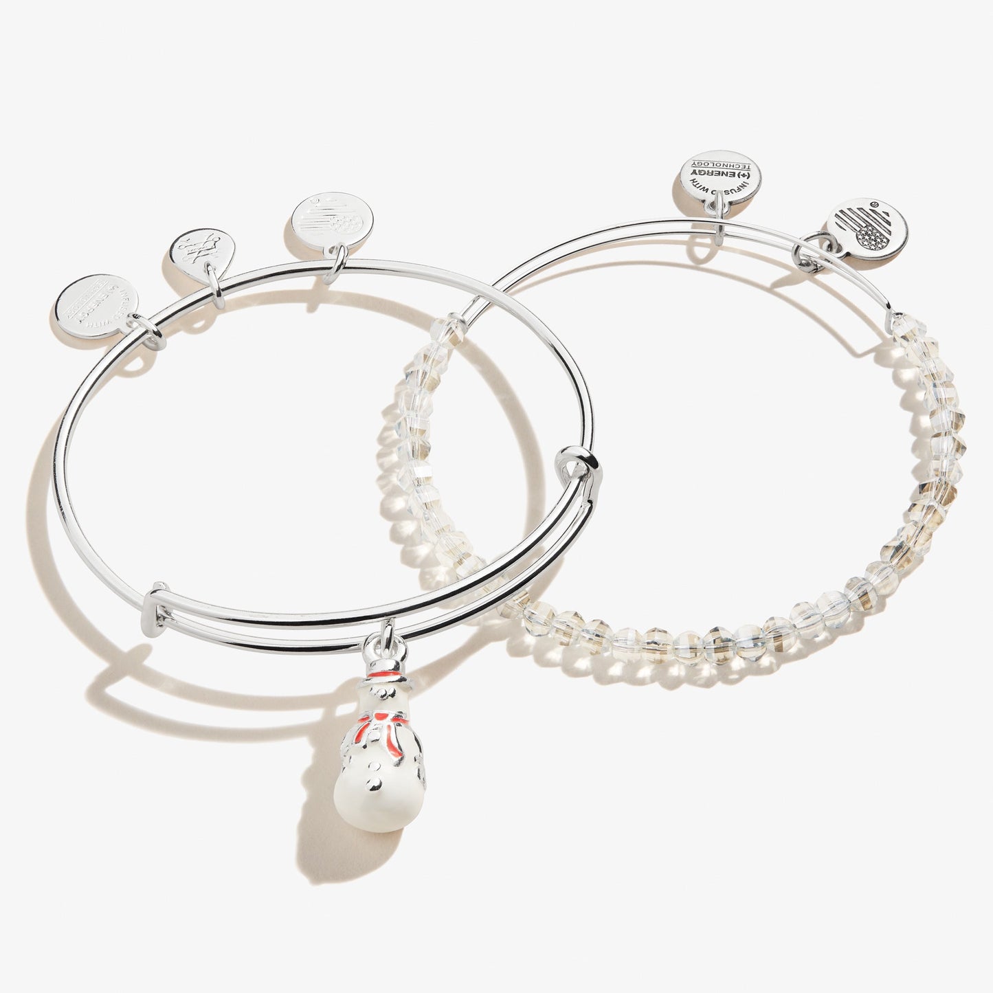 Holiday Snowman Beaded Bangles, Set of 2