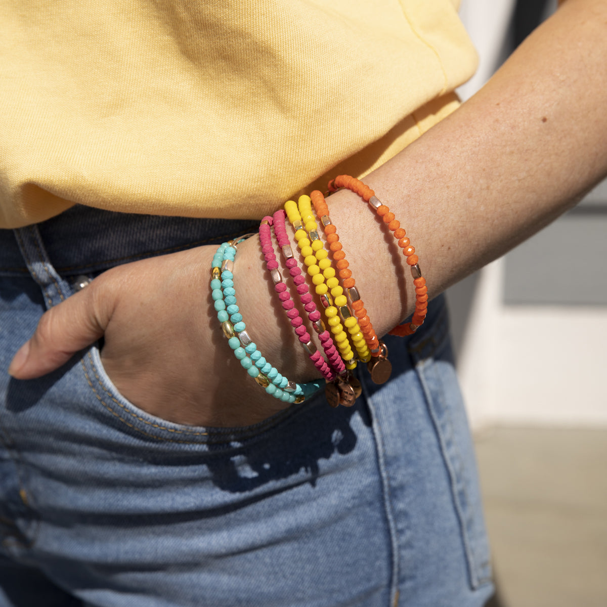 Tangerine Balance Beaded Bangle